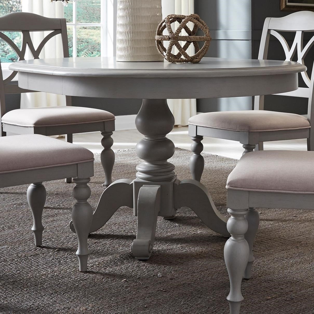 Liberty Furniture Summer House Dining Transitional Round Pedestal Table